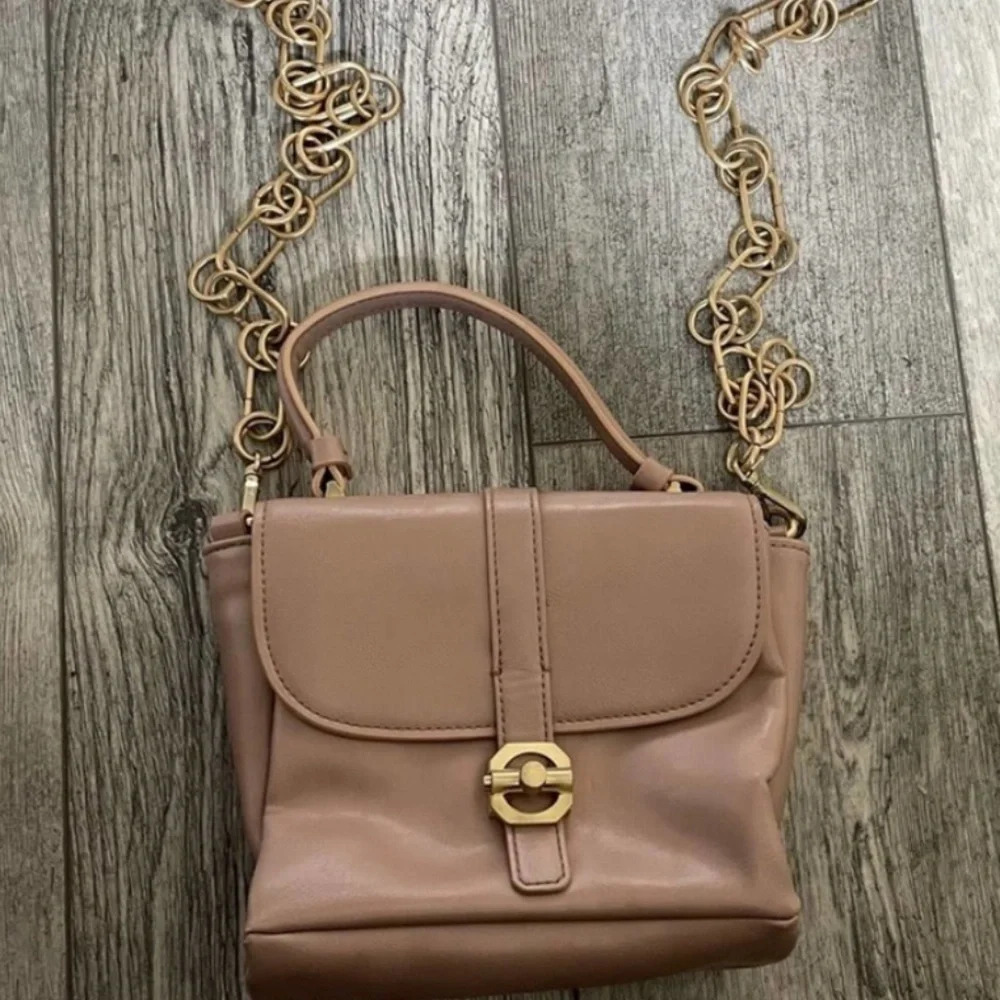 Zara Woman Top Handle Nude Vegan Leather Crossbody Bag Bin6